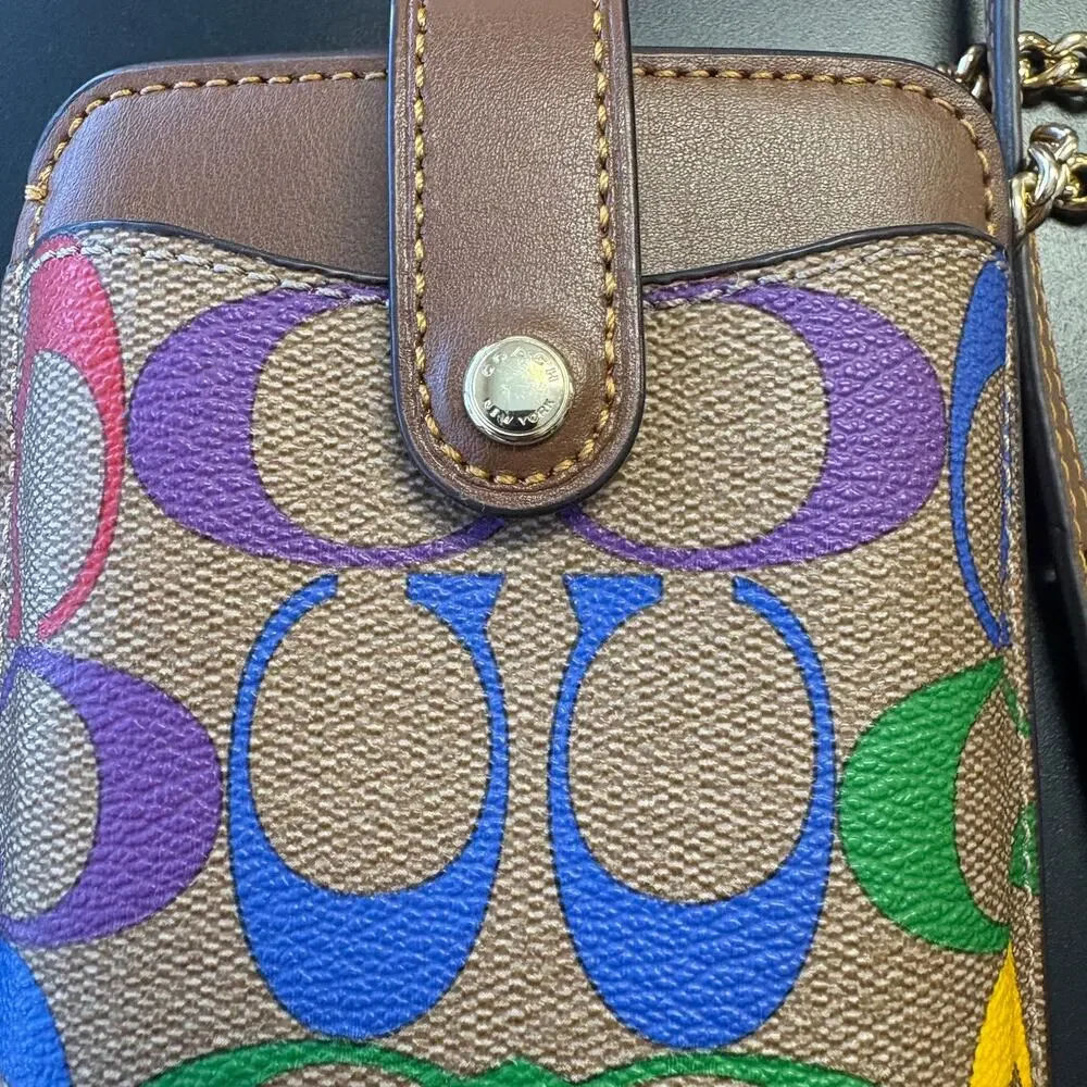 Coach Pride Phone Crossbody In Rainbow Signature Canvas C9943
